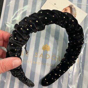 Lele Sadoughi Jet Dot Velvet Kelly Headband